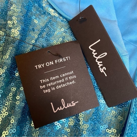 lulu’s Splendid Soiree Bright Blue Sequin Strapless Mini Dress - Picture 7 of 8